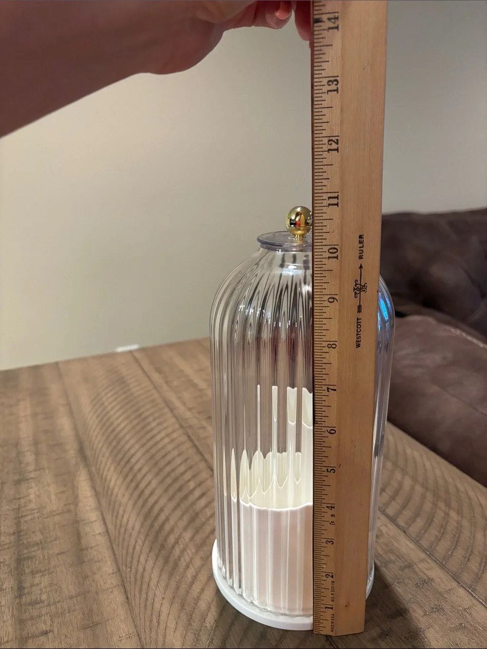 Clear Ribbed Acrylic Spinning Toothbrush and Toothpaste Holder with White Base